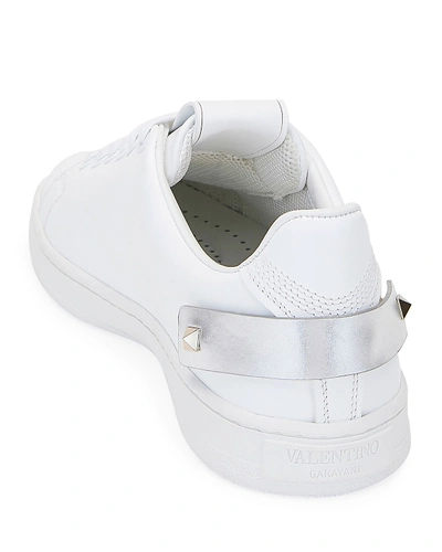 Shop Valentino Backnet Low-top Sneakers With Metallic Rockstud Tab In White