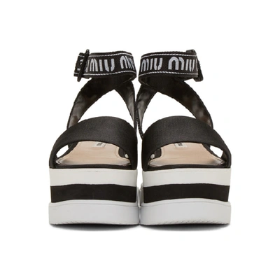 Shop Miu Miu Black Nylon Platform Sandals