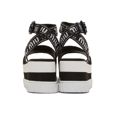 Shop Miu Miu Black Nylon Platform Sandals