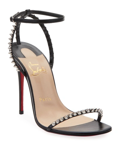 Shop Christian Louboutin So Me Spike Red Sole Sandals In Black/silver