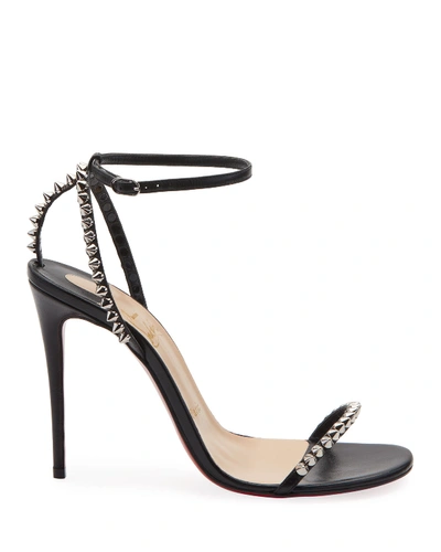 Christian Louboutin So Me Spike Red Sole Sandals In Black/silver