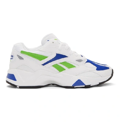 Shop Reebok Classics White And Blue Aztrek 96 Sneakers In Wht/cob/gr