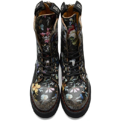 Shop R13 Black Single Stacked Boots In Wk6 Floral