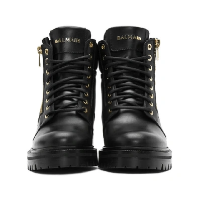 Shop Balmain Black Leather Army Boot In 0pa Black