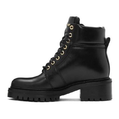 Shop Balmain Black Leather Army Boot In 0pa Black