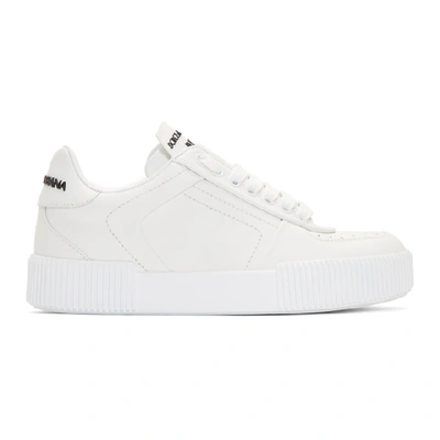 Shop Dolce & Gabbana Dolce And Gabbana White Leather Low-top Sneakers In 80001 White