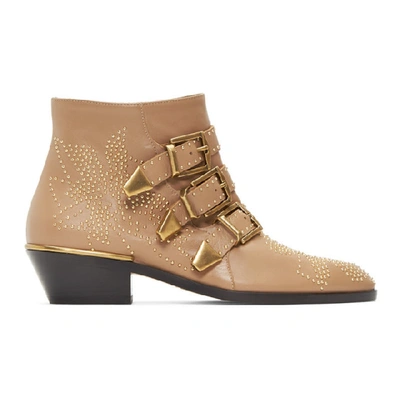 Shop Chloé Chloe Beige Susanna Boots In 26u Reef Sh