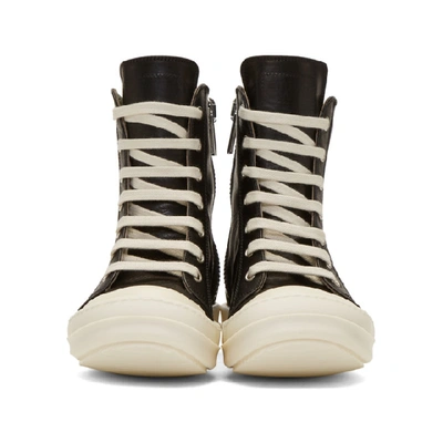 Shop Rick Owens Black And Off-white High-top Sneakers In 09 Black