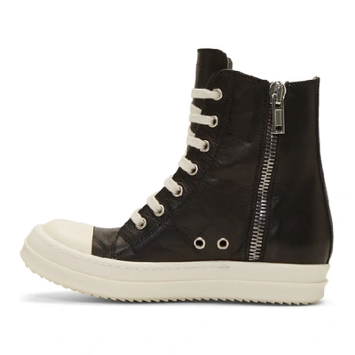 Shop Rick Owens Black And Off-white High-top Sneakers In 09 Black