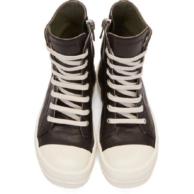Shop Rick Owens Black And Off-white High-top Sneakers In 09 Black