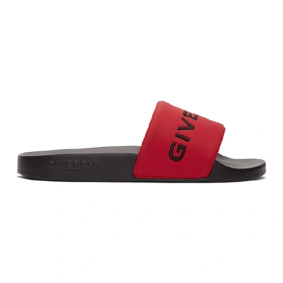 Shop Givenchy Red Logo Slides