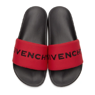 Shop Givenchy Red Logo Slides