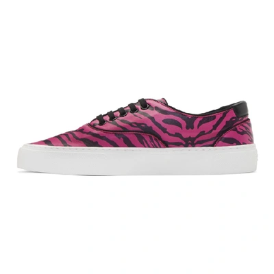 Shop Saint Laurent Black & Pink Zebra Print Venice Sneakers