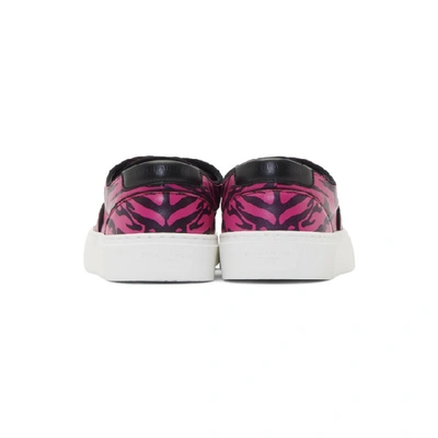 Shop Saint Laurent Black & Pink Zebra Print Venice Sneakers