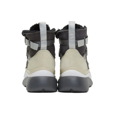 Shop Chloé Chloe Grey And Beige Sonnie High-top Sneakers In 4a7 Midnigh