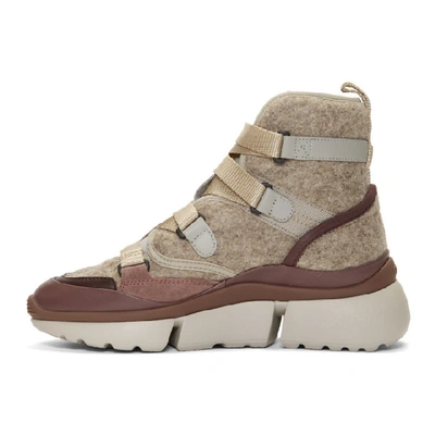 Shop Chloé Chloe Brown And Grey Wool Sonnie High-top Sneakers In 026 Grey