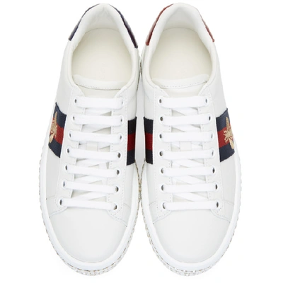 Shop Gucci White Crystal New Ace Sneakers In 9095 White