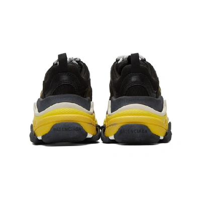Shop Balenciaga Black And Yellow Triple S Sneakers