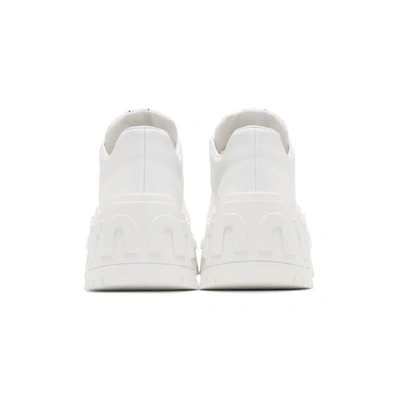 Shop Miu Miu White Platform Leather Trainers