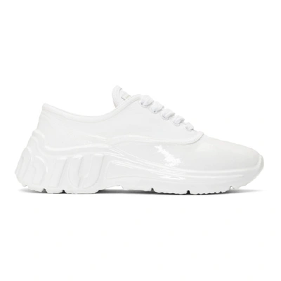 Shop Miu Miu White Gabardine Sneakers