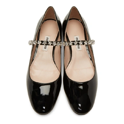 Shop Miu Miu Black Patent Ballerina Flats