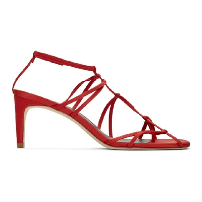 Shop Tibi Red Satin Gavin Sandals In Tomato Red