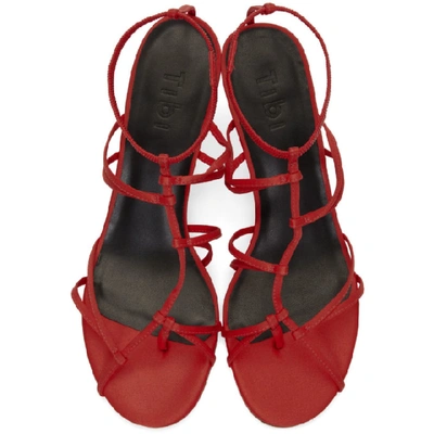 Shop Tibi Red Satin Gavin Sandals In Tomato Red