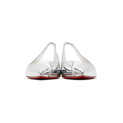 Shop Christian Louboutin Silver & Transparent V Dec Ballerina Flats