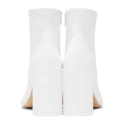 Shop Mm6 Maison Margiela White Coated Textile Ankle Boots In T1002 White