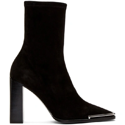 Shop Alexander Wang Black Stretch Suede Mascha Halo Boots In 001 Black