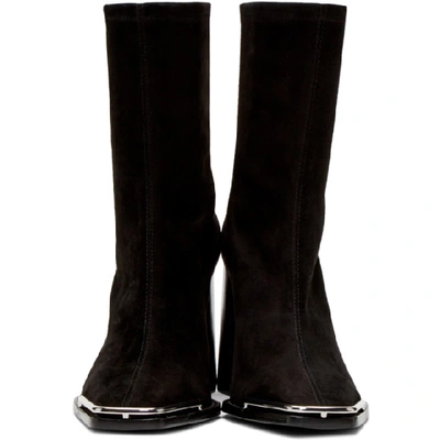 Shop Alexander Wang Black Stretch Suede Mascha Halo Boots In 001 Black