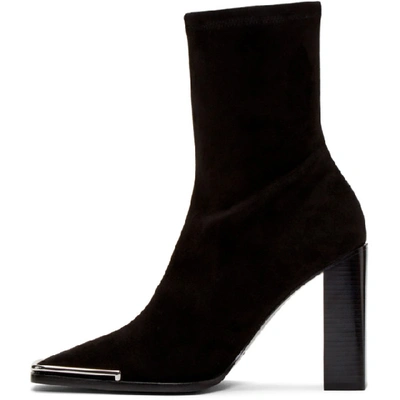 Shop Alexander Wang Black Stretch Suede Mascha Halo Boots In 001 Black