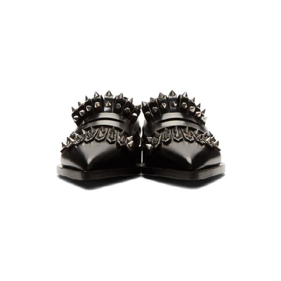 Shop Alexander Mcqueen Black Leather Studded Loafers In 1081 Bk/sil