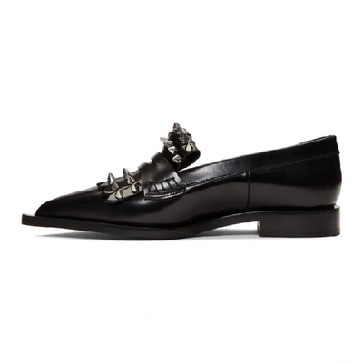 Shop Alexander Mcqueen Black Leather Studded Loafers In 1081 Bk/sil