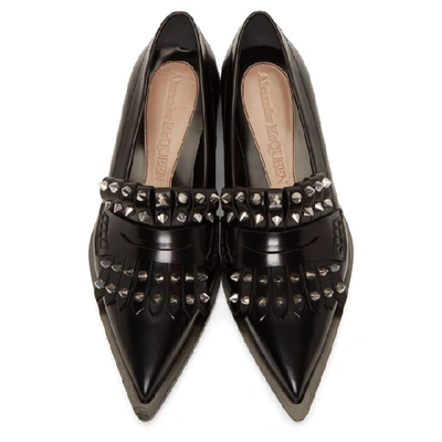 Shop Alexander Mcqueen Black Leather Studded Loafers In 1081 Bk/sil