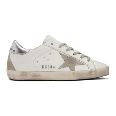 Shop Golden Goose White And Silver Superstar Sneakers