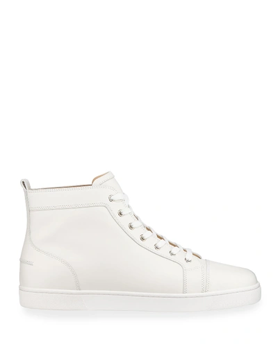 Christian Louboutin Louis Orlato Full-grain Leather High-top Sneakers In White