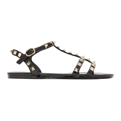 Shop Valentino Black  Garavani Rockstud Jelly Sandals