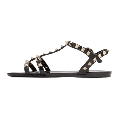 Shop Valentino Black  Garavani Rockstud Jelly Sandals