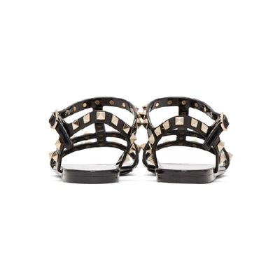 Valentino Rockstud Flat Sole Open Toe Sandals In Black