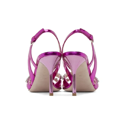 Shop Miu Miu Pink Crystal Sandals In Fuchsia