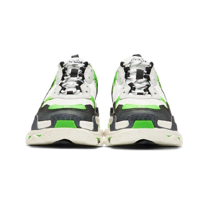 Shop Balenciaga White And Green Triple S Sneakers