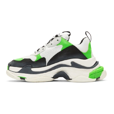Shop Balenciaga White And Green Triple S Sneakers