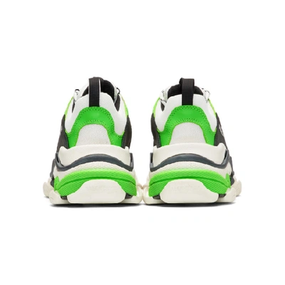 Shop Balenciaga White And Green Triple S Sneakers