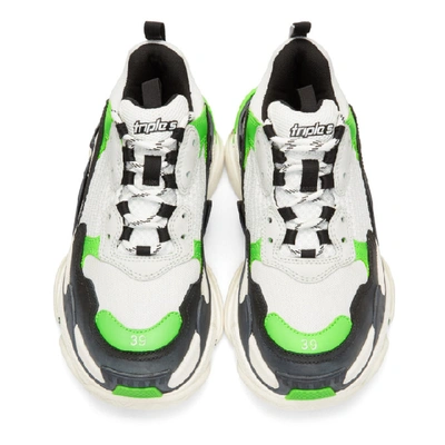 Shop Balenciaga White And Green Triple S Sneakers