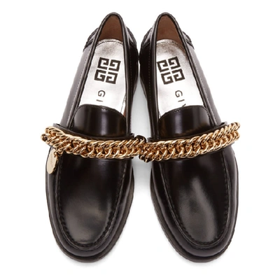 Shop Givenchy Black Chain Charm Loafers In 001 Black