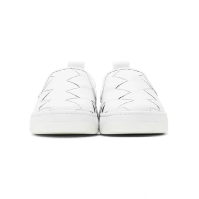 Shop Bottega Veneta White Maxi Intrecciato Slip-on Sneakers In 9122 White