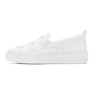 Shop Bottega Veneta White Maxi Intrecciato Slip-on Sneakers In 9122 White