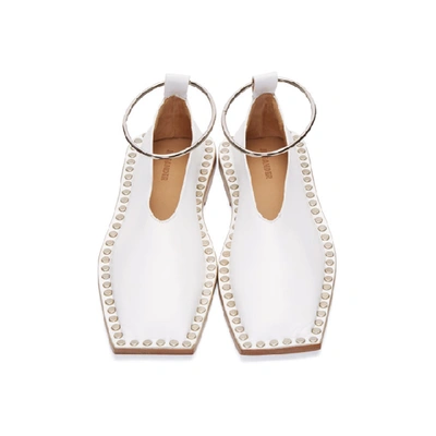 Shop Jil Sander White Studded Ballerina Flats In 101 White