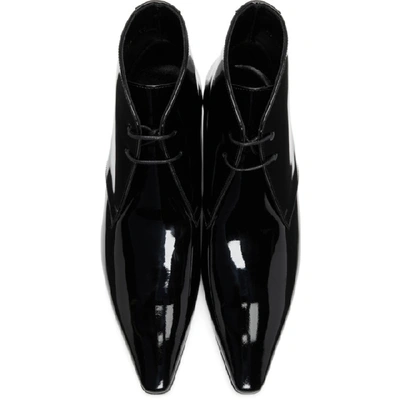 Shop Saint Laurent Black Patent Belle Laced Boots In 1000 Black